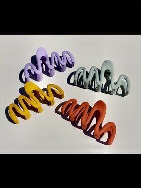 Matte Wave Hair Claw Clip Bundle - Lavender, Sage, Mustard & Terracotta